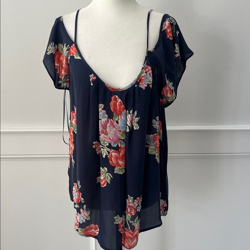 Joie Silk Floral Cold Shoulder Blouse - Picture 2 of 8